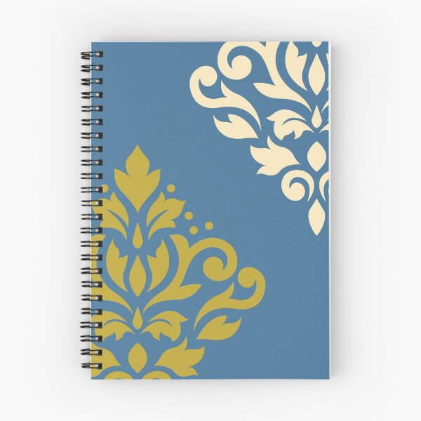 Item preview, Scroll Damask Art I Gold & Cream on Blue designed and sold by NataliePaskell.