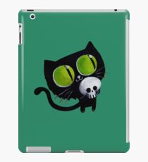 Black Halloween Cat with Skull iPad-Hülle & Klebefolie
