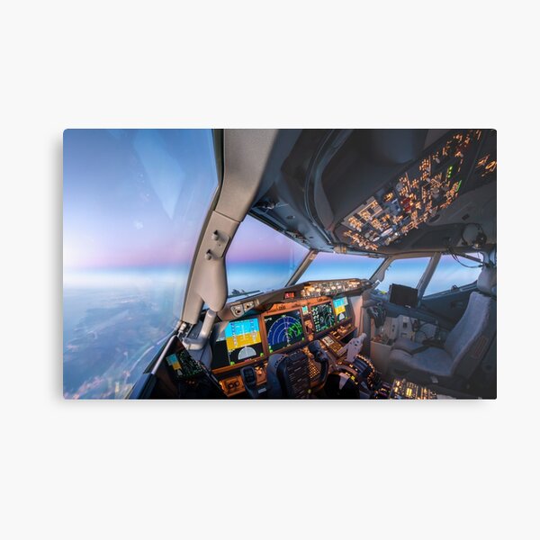 Aperçu de l'œuvre Cockpit du Boeing 737 Max 8 en vol créée et vendue par Martijn Kort.