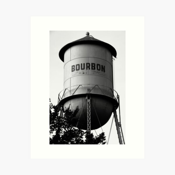 Item preview, Bourbon Whiskey Vintage Water Tower - Black and White Edition designed and sold by Gregory Ballos.