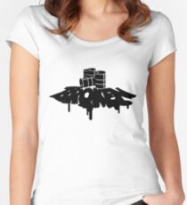 Oil Spill Broken Skateboards Logo Women's Fitted Scoop T-Shirt