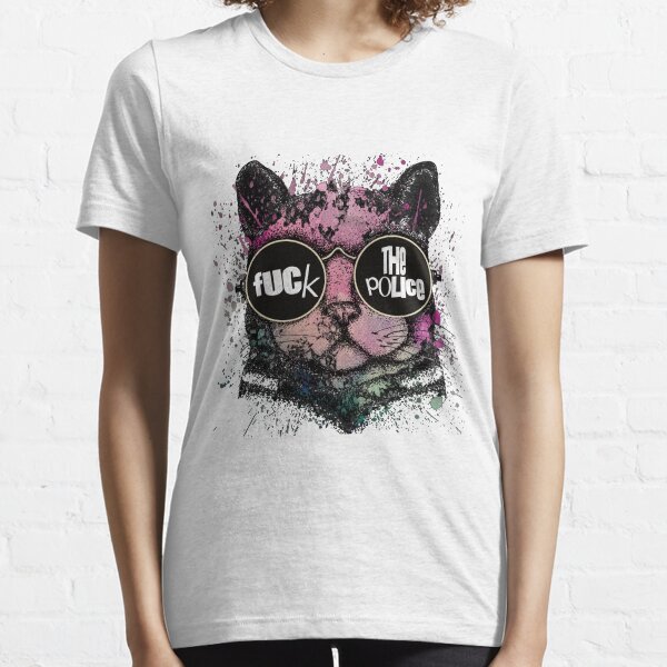 Fuck the police cat Camiseta esencial