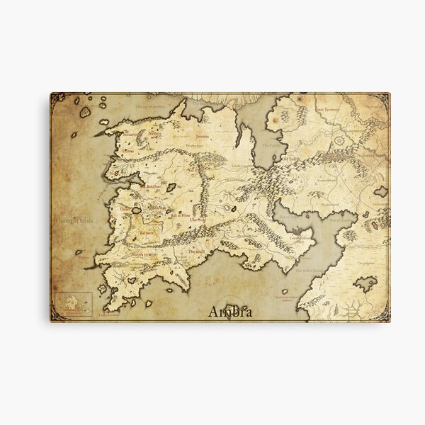 Fantasy map - Ambra, Menidiath Metal Print