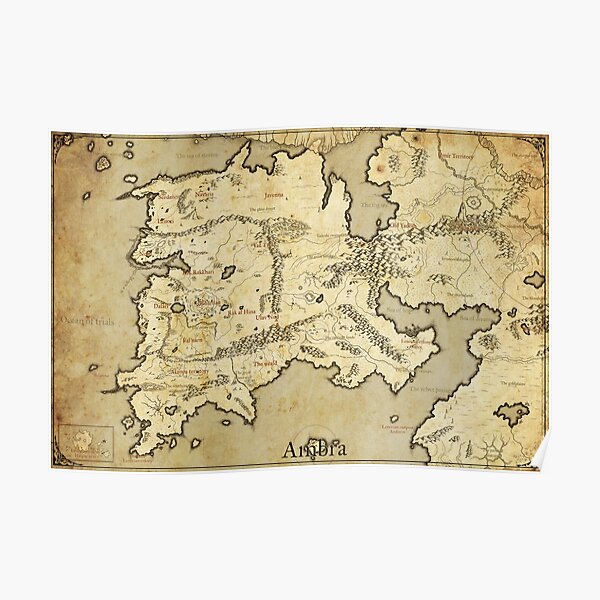 Fantasy map - Ambra, Menidiath Poster