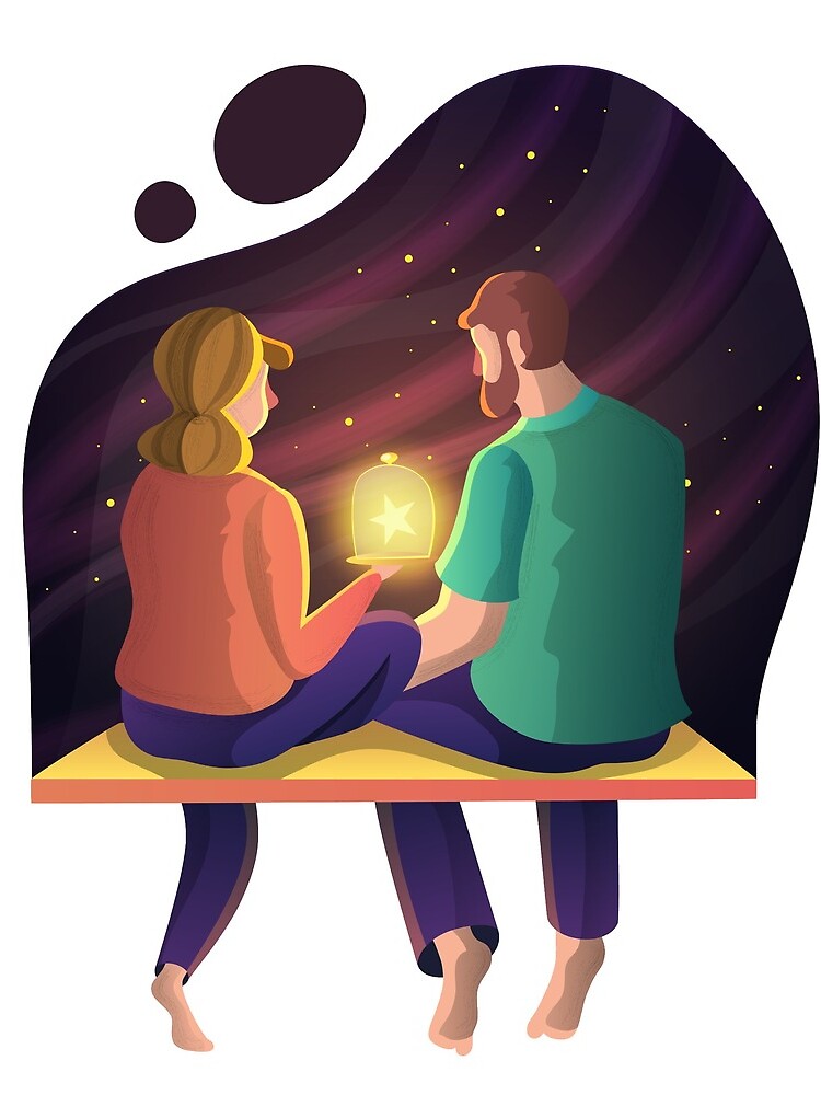 Couple sitting between stars by creaschon