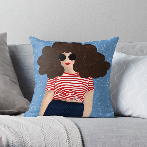 Curly girl Throw Pillow