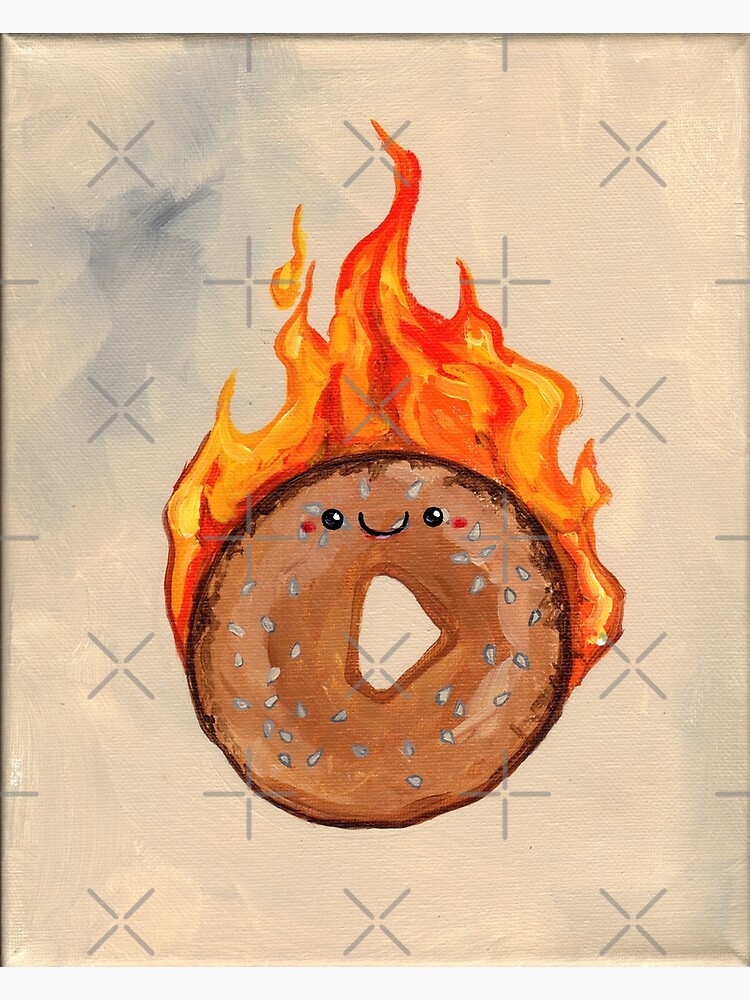 Happy Bagel Fire Greeting Card For Sale By Artofbianca Redbubble