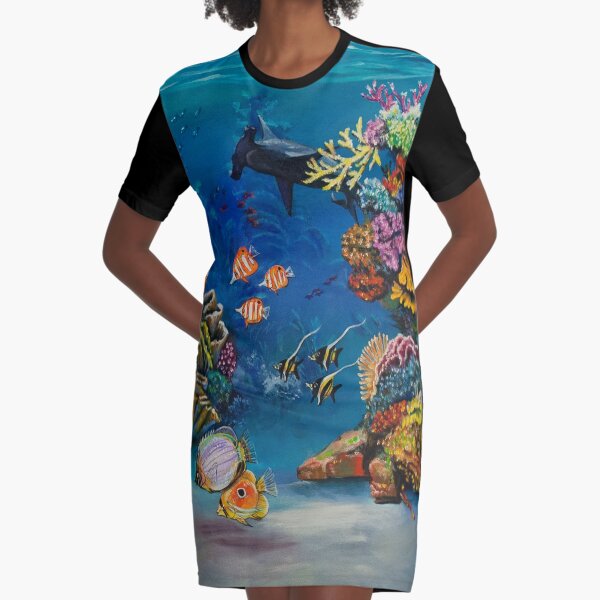 Coral Reef Graphic T-Shirt Dress