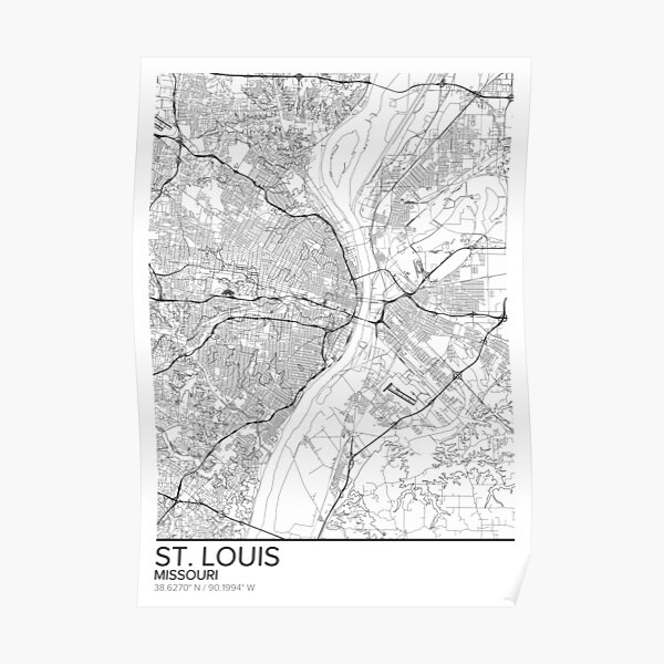 St. Louis map poster print wall art, Missouri gift printable, Home and Nursery, Modern map decor for office, Map Art, Map Gifts Poster