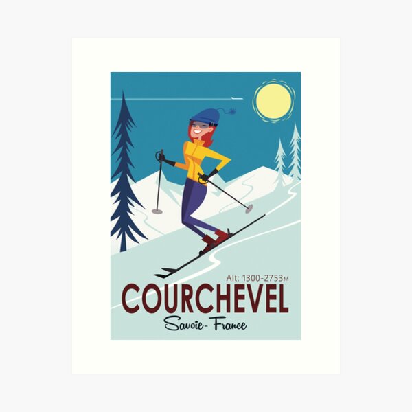 Vista previa del artículo con la obra «Cartel de esquí de Courchevel», diseñado y vendido por GAGodel.