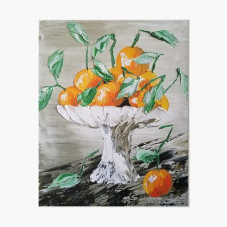 Oranges Art, Fruit Artwork, Vintage Fruit Print, Still Life, modern impressionism, cool textured art, oranges tote, oranges handbag, oranges case Art Board Print