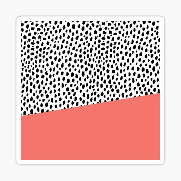 Dalmatian Spots with Coral Stripe (Pantone Living Coral) Sticker