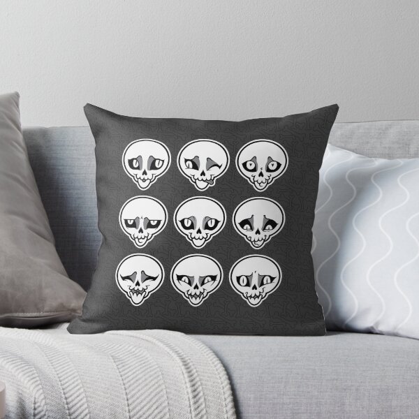 Skull Feels (Grey Version) Throw Pillow