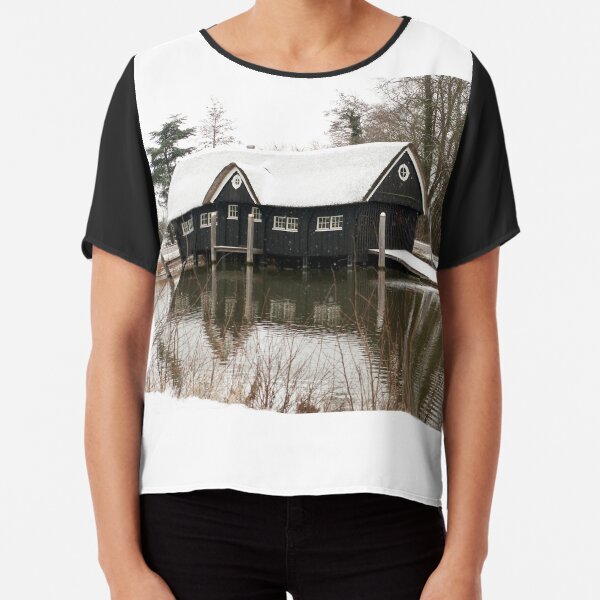 Boathouse in the snow Chiffon Top