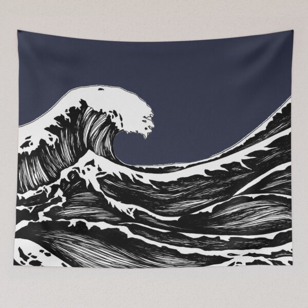 Item preview, Deep Blue Wave Contrast Ink Drawing  designed and sold by Brenander.