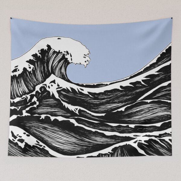 Item preview, Sky Blue Wave Contrast Ink Drawing  designed and sold by Brenander.