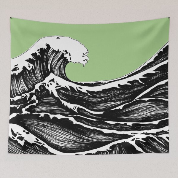 Item preview, Green Wave Contrast Ink Drawing  designed and sold by Brenander.