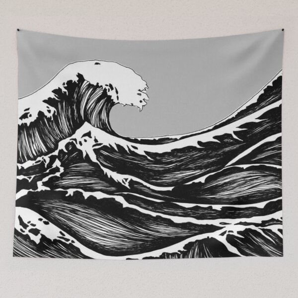 Item preview, Gray Wave Contrast Ink Drawing  designed and sold by Brenander.