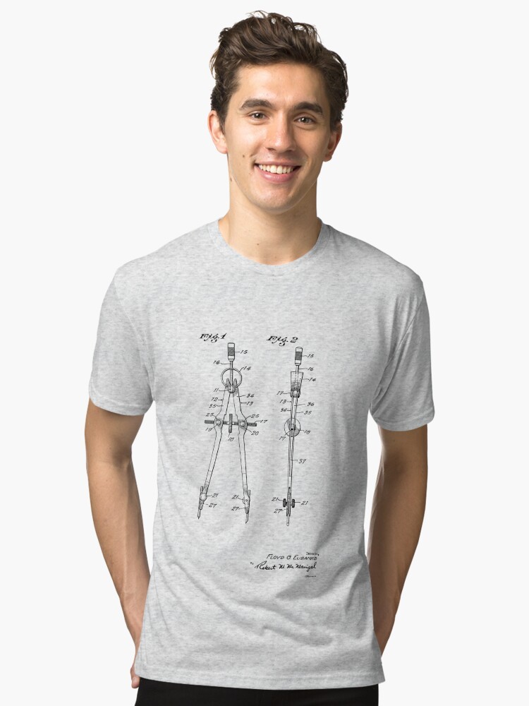 Compass Vintage Patent Hand Drawing | Tri-blend T-Shirt