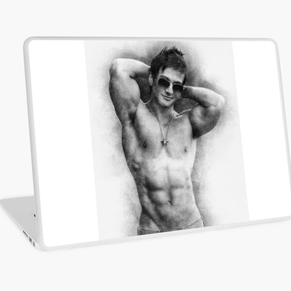 Male model Aiden sketch Laptop Skin