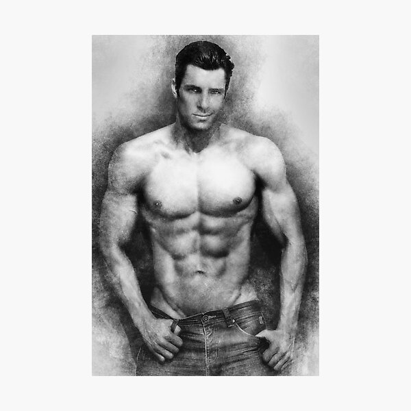 Fitness model Chris sketch Photographic Print