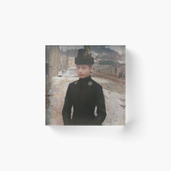 Item preview, Émile Friant - Young Woman of Nancy in a snowy Landscape designed and sold by ArtExpression.