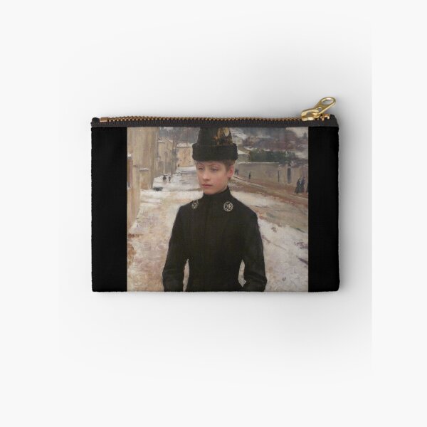 Item preview, Émile Friant - Young Woman of Nancy in a snowy Landscape designed and sold by ArtExpression.