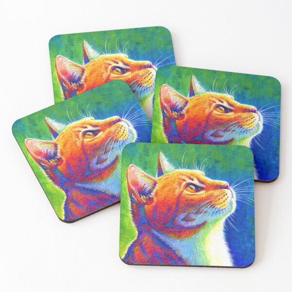 Item preview, Anticipation - Psychedelic Rainbow Orange Tabby Cat designed and sold by Rebecca Wang.