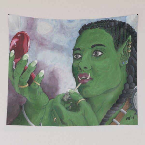 Item preview, Female Orc Applying War Paint designed and sold by HelmsArt.
