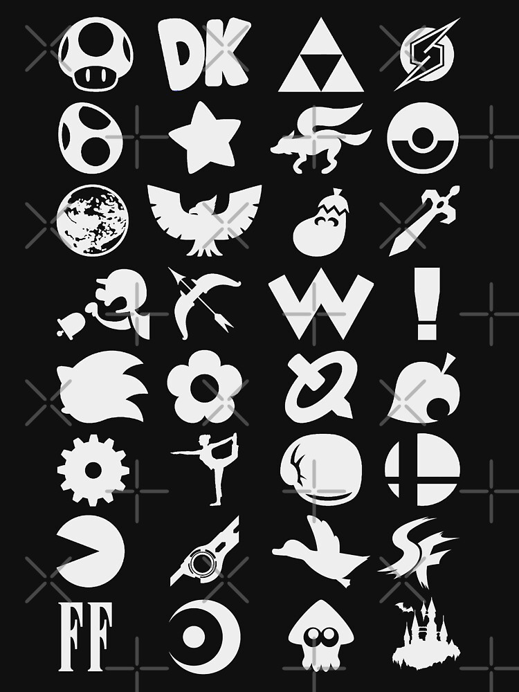 Super Smash Bros Ultimate Series Logos White Icons T Shirt By Surik Redbubble 1945