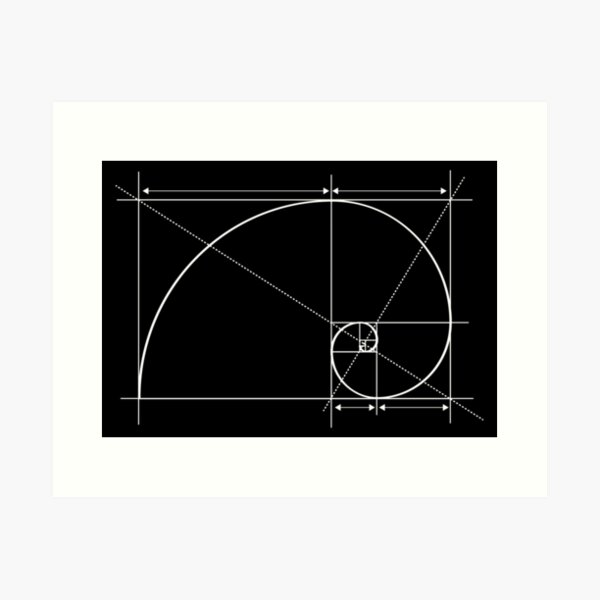 Vista previa del artículo con la obra «Proporción Dorada, Fibonacci Espiral, Dibujo», diseñado y vendido por SymbolGrafix.