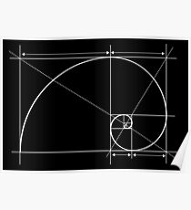 Golden Ratio, Fibonacci Spiral, Drawing Poster