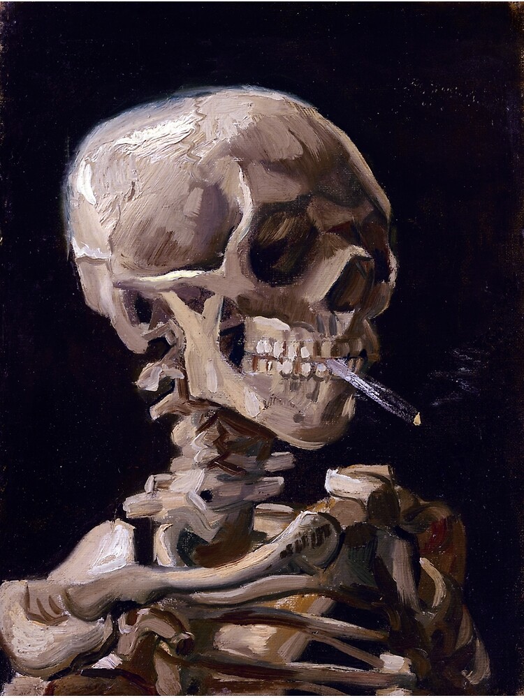 Vincent Van Gogh - Skull with Burning Cigarette (new color edit) by DejaVuStudio