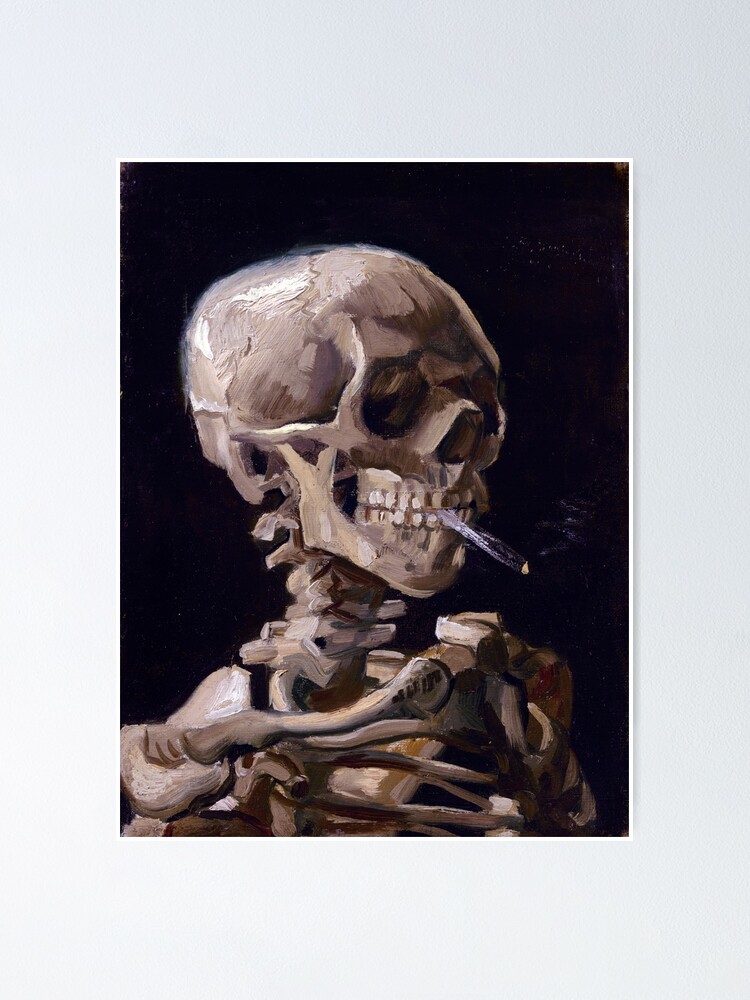 Alternate view of Vincent Van Gogh - Skull with Burning Cigarette (new color edit) Poster