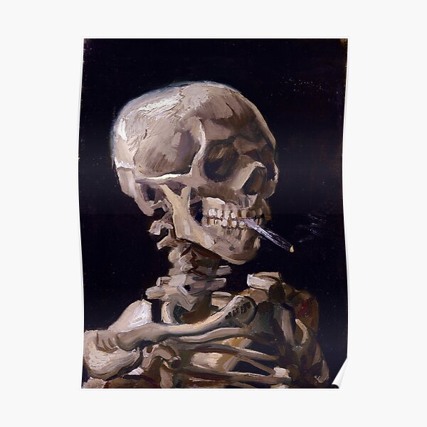 Vincent Van Gogh - Skull with Burning Cigarette (new color edit) Poster
