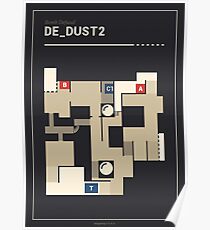 Counter-Strike de_dust2 with white outline Poster