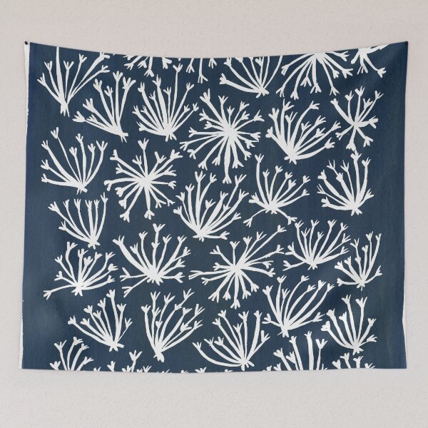 Item preview, Queen Anne's Lace – White on Navy designed and sold by Cat Coquillette.