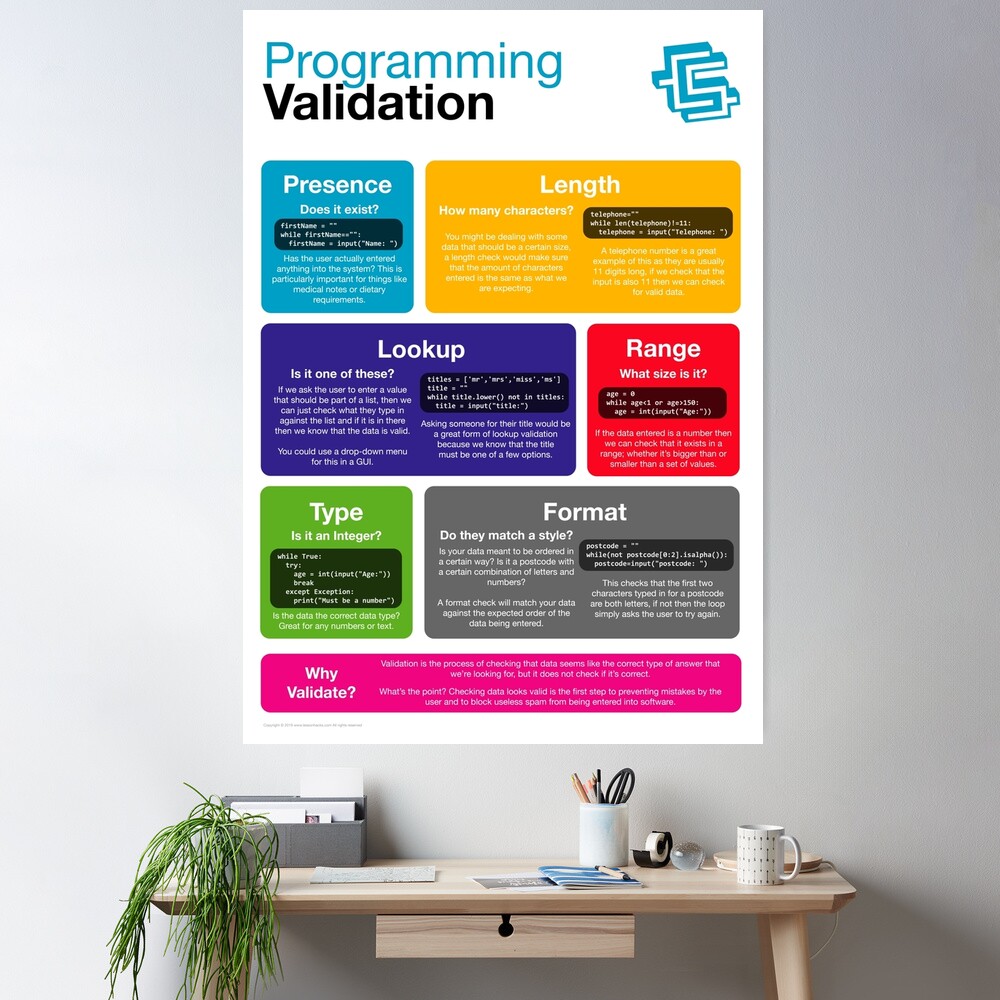 Programming Validation (Coding Literacy) New 2019 Python Poster