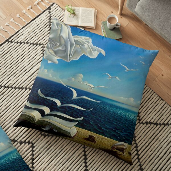 BOOK TO BIRDS: Vintage Fantasy Surreal Print by Dali Floor Pillow