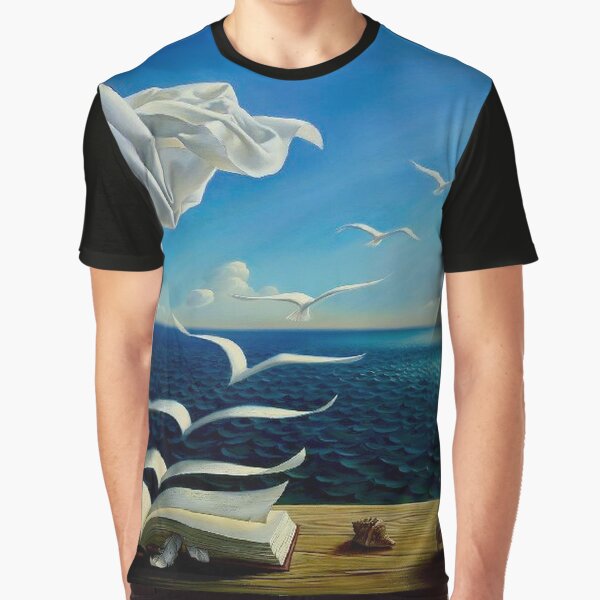 BOOK TO BIRDS: Vintage Fantasy Surreal Print by Dali Graphic T-Shirt