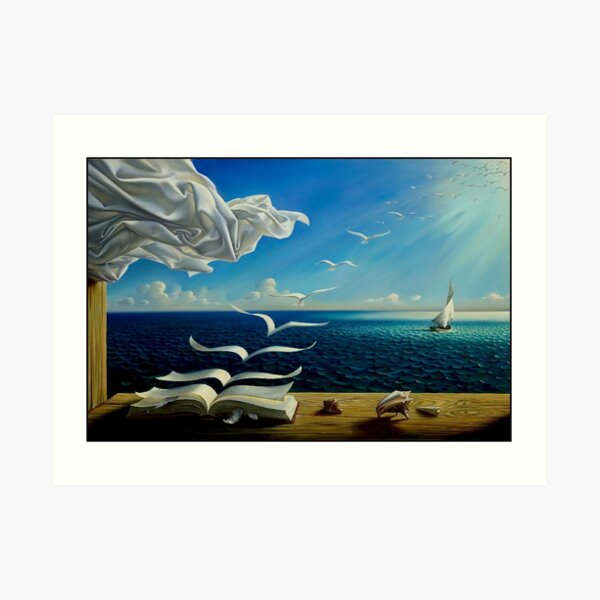 BOOK TO BIRDS: Vintage Fantasy Surreal Print de Dali Lámina artística