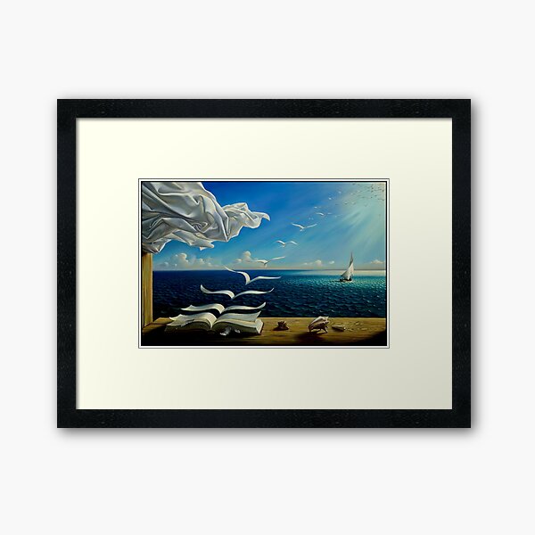 BOOK TO BIRDS: Vintage Fantasy Surreal Print Framed Art Print