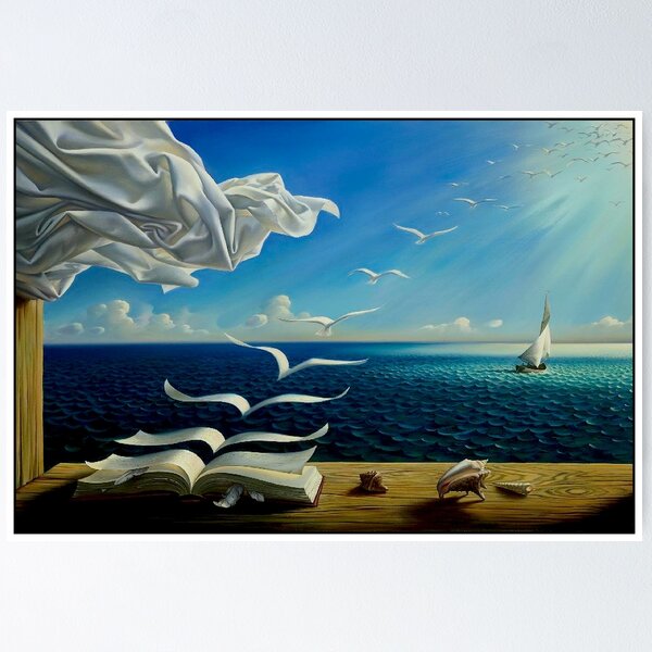 BOOK TO BIRDS: Vintage Fantasy Surreal Print Poster