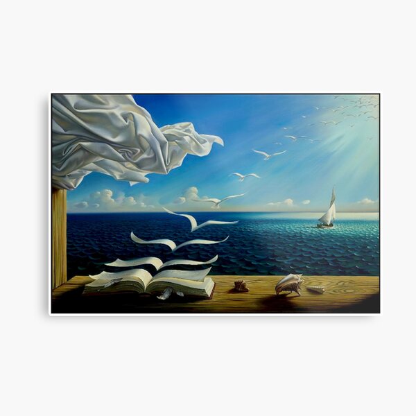 BOOK TO BIRDS: Vintage Fantasy Surreal Print Metal Print