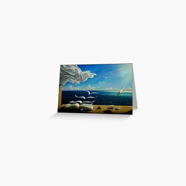 BOOK TO BIRDS: Vintage Fantasy Surreal Print Greeting Card