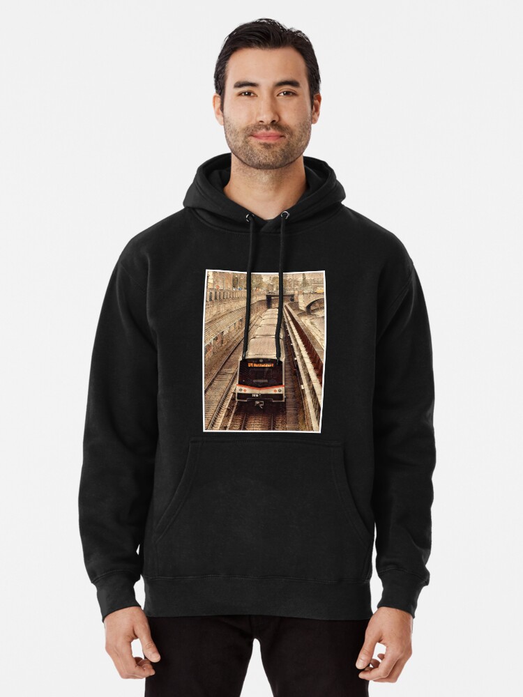 Alternate view of Vienna Train V3 (w. border frame) Pullover Hoodie