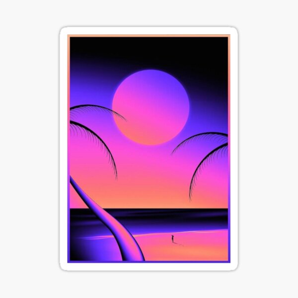 Outrun beach Sticker
