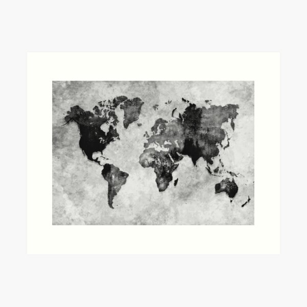 Vista previa del artículo con la obra «mapa en blanco y negro # mapa # mundo», diseñado y vendido por JBJart.