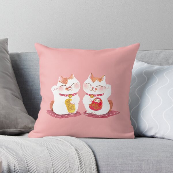 Fortune Cats Throw Pillow