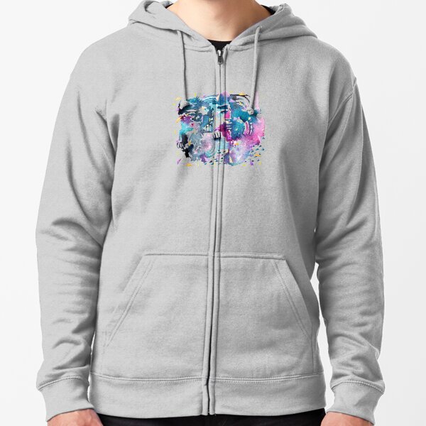 Night Sky Watercolor Pattern Zipped Hoodie